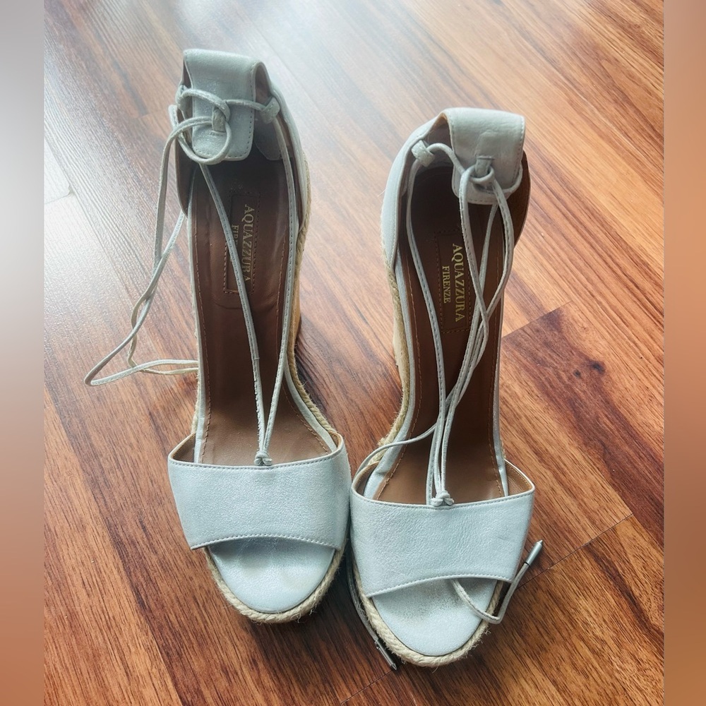 Aquazzura Gray Espadrille Sandals
